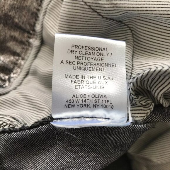 NEW ALICE + OLIVIA Women's Silver Metallic Coated Gray Skinny Jeans size 10 - Picture 3 of 3